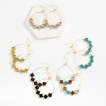 Wholesale glass Crystal Clover Beaded Loop Drop Earrings L