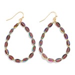 Wholesale iridescent Glass Crystal Beaded Teardrop Drop Earrings L