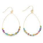 Wholesale metallic Faceted Square Beaded Teardrop Drop Earrings L
