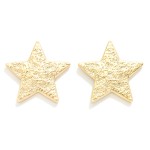 Wholesale textured Gold Metal Star Post Drop Earrings L