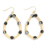 Wholesale beaded Teardrop Drop Earrings Crackled Glass Beads Gold Bamboo Beads L