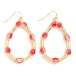 Wholesale beaded Teardrop Drop Earrings Crackled Glass Beads Gold Bamboo Beads L