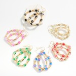 Wholesale beaded Teardrop Drop Earrings Crackled Glass Beads Gold Bamboo Beads L