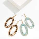 Wholesale leather Wrapped Oval Drop Earrings L