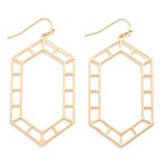Wholesale stretched Metal Hexagon Frame Drop Earrings L