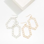 Wholesale stretched Metal Hexagon Frame Drop Earrings L