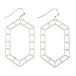 Wholesale stretched Metal Hexagon Frame Drop Earrings L