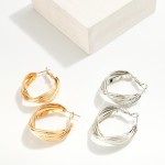 Wholesale stacked Metal Twist Hoop Earrings D