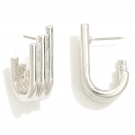 Wholesale graduated Stacked Metal Curl Hoop Earrings L