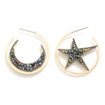 Wholesale rhinestone Studded Moon Star Hoop Earrings D