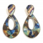 Wholesale marbled Acetate Teardrop Drop Earrings Beaded Inverted Teardrop Posts