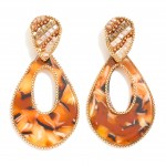 Wholesale marbled Acetate Teardrop Drop Earrings Beaded Inverted Teardrop Posts