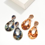 Wholesale marbled Acetate Teardrop Drop Earrings Beaded Inverted Teardrop Posts