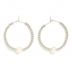 Wholesale metal Beaded Hoop Earrings Pearl Bead Detail D