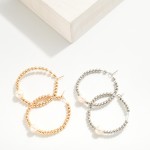 Wholesale metal Beaded Hoop Earrings Pearl Bead Detail D