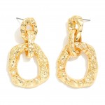 Wholesale linked Textured Metal Hoops Drop Earrings L