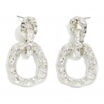 Wholesale linked Textured Metal Hoops Drop Earrings L