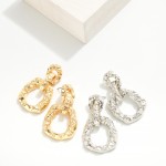 Wholesale linked Textured Metal Hoops Drop Earrings L