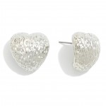 Wholesale textured Metal Heart Curl Oversized Stud Earrings L