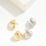 Wholesale textured Metal Heart Curl Oversized Stud Earrings L