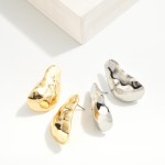 Wholesale hammered Metal Organic Teardrop Post Drop Earrings L