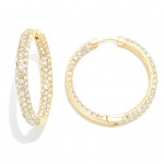Wholesale double Sided Rhinestone Pave Hinged Hoop Earrings D