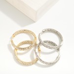 Wholesale double Sided Rhinestone Pave Hinged Hoop Earrings D