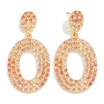 Wholesale rhinestone Studded Oval Drop Earrings L