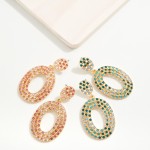 Wholesale rhinestone Studded Oval Drop Earrings L