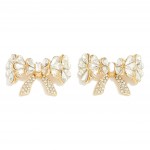 Wholesale teardrop Rhinestone Studded Bow Oversized Stud Earrings W