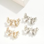 Wholesale teardrop Rhinestone Studded Bow Oversized Stud Earrings W
