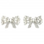 Wholesale teardrop Rhinestone Studded Bow Oversized Stud Earrings W