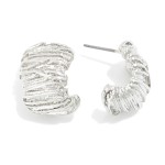 Wholesale textured Metal Curl Half Hoop Earrings L