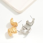 Wholesale textured Metal Curl Half Hoop Earrings L