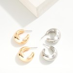 Wholesale tapered Rounded Metal Hoop Earrings D