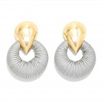 Wholesale thread Wrapped Hoop Door Knocker Drop Earrings Inverted Metal Teardrop