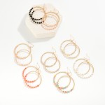 Wholesale beaded Wire Hoop Earrings Dainty Gold Beads Bi Faced Faceted Glass Bea
