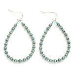 Wholesale brushed Metal Beaded Teardrop Drop Earrings L