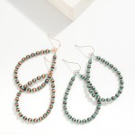 Wholesale brushed Metal Beaded Teardrop Drop Earrings L