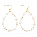 Wholesale cushion Square Cut Beaded Wire Teardrop Drop Earrings L