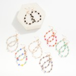 Wholesale cushion Square Cut Beaded Wire Teardrop Drop Earrings L