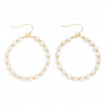 Wholesale cushion Square Cut Beaded Hoop Drop Earrings L