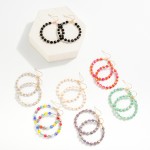 Wholesale cushion Square Cut Beaded Hoop Drop Earrings L