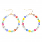 Wholesale cushion Square Cut Beaded Hoop Drop Earrings L