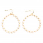 Wholesale cushion Square Cut Beaded Hoop Drop Earrings L