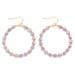 Wholesale cushion Square Cut Beaded Hoop Drop Earrings L