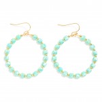 Wholesale cushion Square Cut Beaded Hoop Drop Earrings L