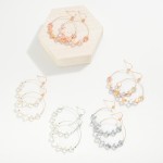 Wholesale glass Crystal Clover Beaded Wire Hoop Drop Earrings L