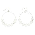 Wholesale glass Crystal Clover Beaded Wire Hoop Drop Earrings L