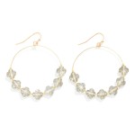 Wholesale glass Crystal Clover Beaded Wire Hoop Drop Earrings L